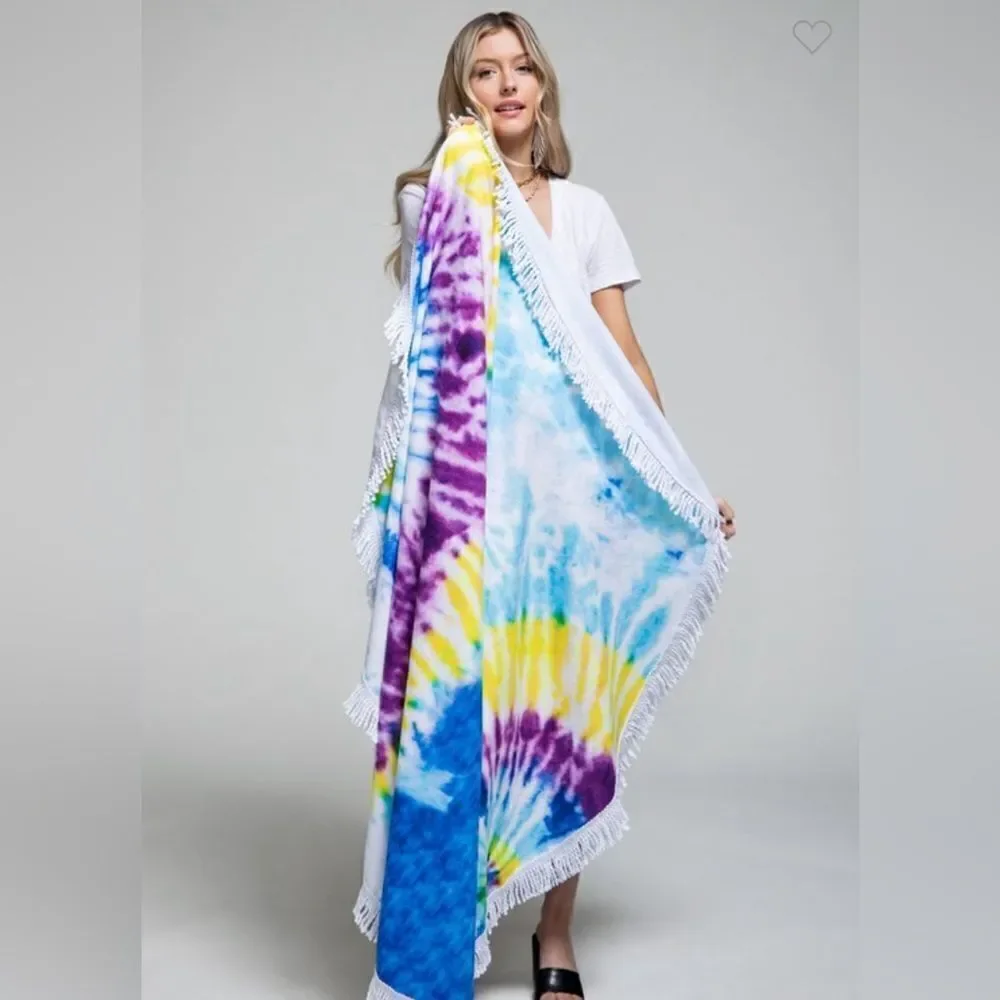 Ocean Round Beach Towel- Tie-Dye